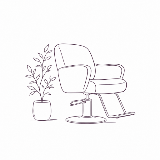 サロンチェアと植物の線画